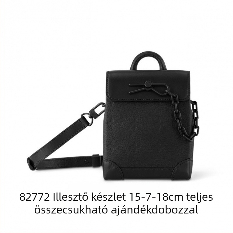 Férfi keresztpántos táska, valódi bőr (első réteg marhabőr), betűs mintázat, vászon bélés, utcai stílus
