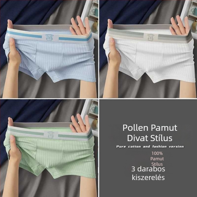 Férfi pamut boxeralsó középmagas derekú, lélegző, antibakteriális, rib-kötésű szövet, viszkóz bélés
