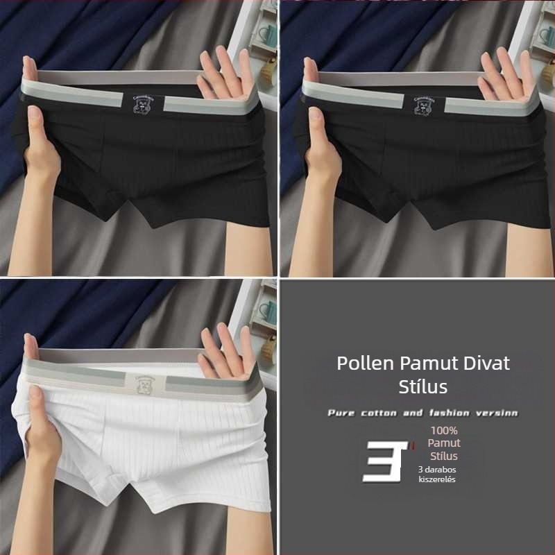 Férfi pamut boxeralsó középmagas derekú, lélegző, antibakteriális, rib-kötésű szövet, viszkóz bélés
