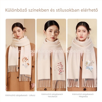 100% gyapjú sál, twill szövés, magnólia hímzés kínai stílusban, nőknek, téli meleg