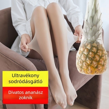 Női ultrakönnyű, áttetsző harisnyanadrág, fekete nude szín, bikini kivágású gusset, pillangó mintázat, szexi nylon harisnya