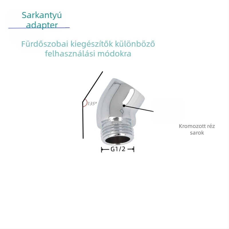 Zuhanyfej könyök adapter 135°-os forgóval, beépített installációhoz, elektroplattált felület, CUPC tanúsítvány