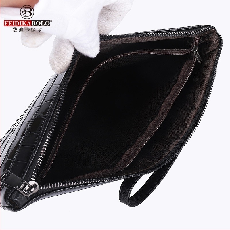 Férfi PU bőrű clutch táska, lopás elleni funkcióval, üzleti út stílushoz, poliszter bélés.