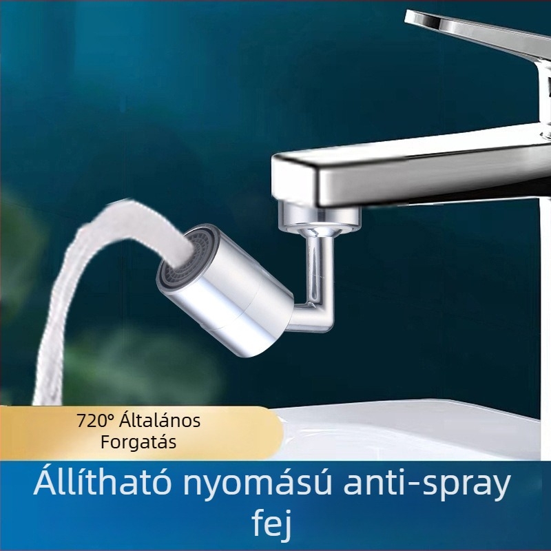 Konyhai csaptele spricsgomb fej – univerzális fej, külső hosszabbítás, L-formájú 720°-os forgás, réz anyag, elektrolitikus bevonat, egyszerű csavaros telepítés, egykezes vezérlés