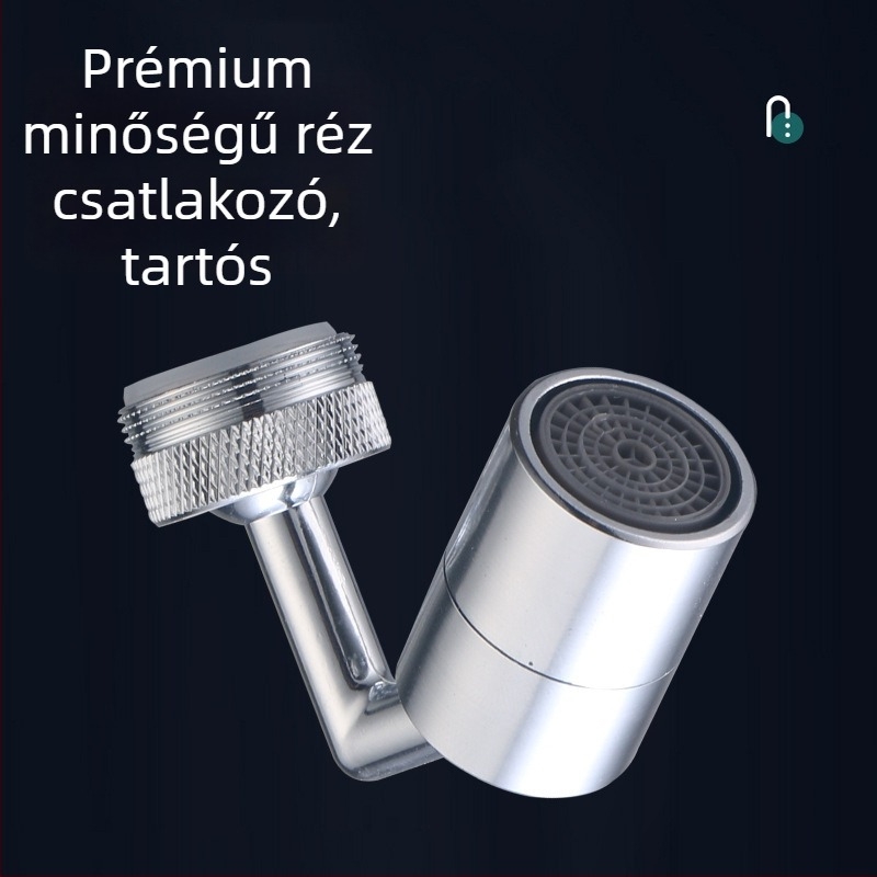 Konyhai csaptele spricsgomb fej – univerzális fej, külső hosszabbítás, L-formájú 720°-os forgás, réz anyag, elektrolitikus bevonat, egyszerű csavaros telepítés, egykezes vezérlés
