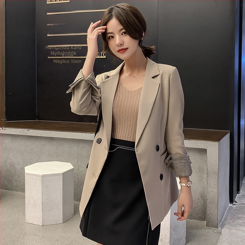 Koreai stílusú női blézer, slim-fit, öltöny-gallér, hosszú ujjú, poliészter anyag