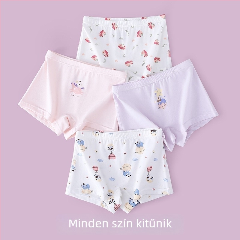 Pamut lányoknak készült alsónemű, puha és kényelmes, antibakteriális, bőrbarát, rajzfilm mintával