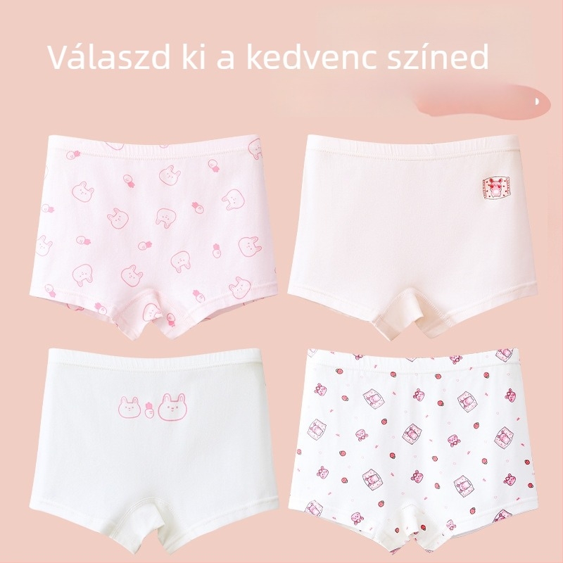 Pamut lányoknak készült alsónemű, puha és kényelmes, antibakteriális, bőrbarát, rajzfilm mintával
