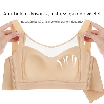 Varrás nélküli, teljes kosárú melltartó – ultra vékony nejlon, vékony formázott kosarak, acélmerevítő nélkül, rögzített dupla pántok, anti-sagging