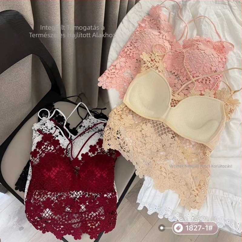 Csipkés váll nélküli melltartó, poliészter, 3/4-es kosár, kupa forma: felül vékony / alul vastag