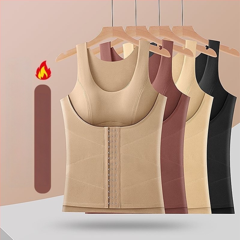 Női meleg kétoldalas fleece mellény beépített melltartó-kupék, pulóver, testformáló, 80–90% poliészter