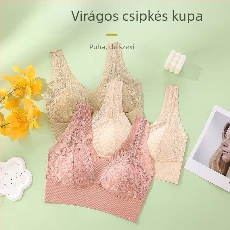 Csipkés váll nélküli melltartó-wrap, 3/4 kosár, nylon 80–90%, hát U-forma, 2024 tavasz megjelenés