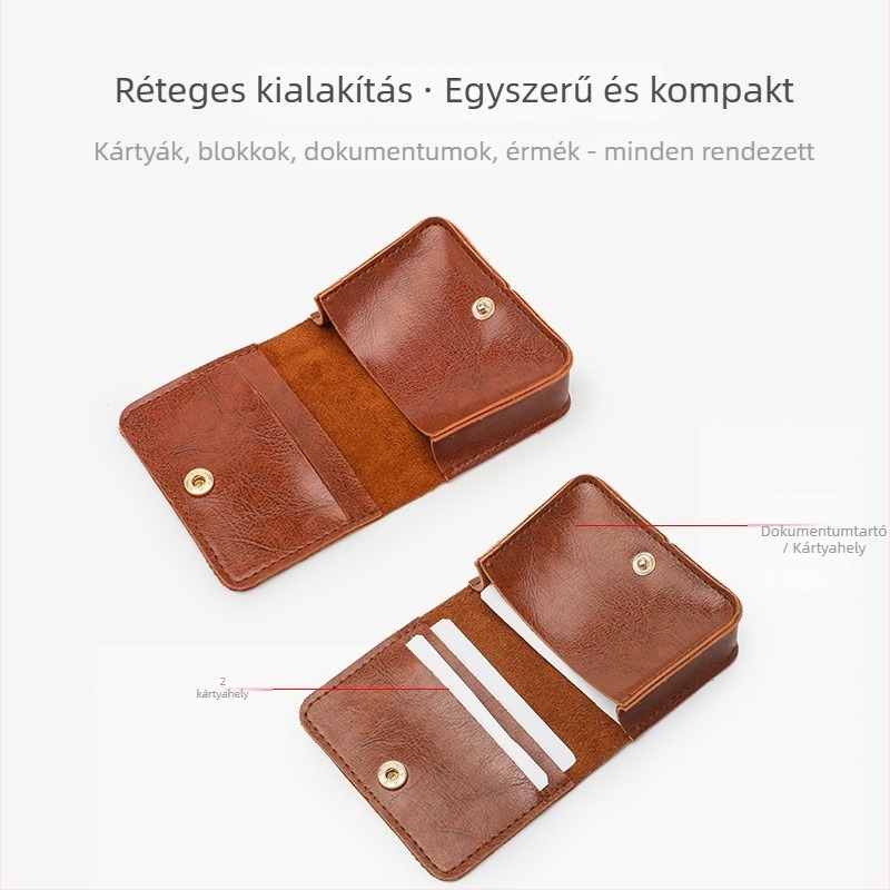 Kis érmés tárca több kártyatartóval és fülhallgató/kábel tárolóval, szintetikus bőr, egyszínű, modell 2115