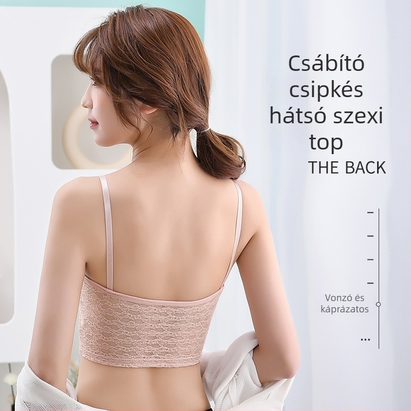 Dantellalapú pánt nélküli, hát nélküli melltartó bustier moldált 3/4-es kosár, levehető párnával, 80-90% spandex