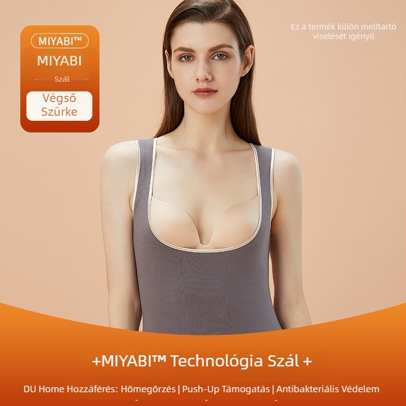 Női szoptatós termos mellény fleece béléssel, beépített melltartóval és mellpárnával, varrat nélküli, kapucnival, akril anyag