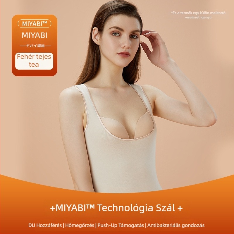 Női szoptatós termos mellény fleece béléssel, beépített melltartóval és mellpárnával, varrat nélküli, kapucnival, akril anyag