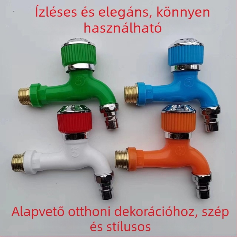 Kültéri antifagyasztó csap kör alakú fogantyúval mosógéphez, antifagyasztó, vastag dizájn, 4 pontos bemenet/kimenet, axiális görgős szelepmő