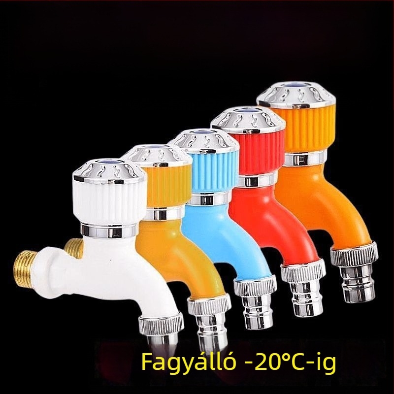 Kültéri antifagyasztó csap kör alakú fogantyúval mosógéphez, antifagyasztó, vastag dizájn, 4 pontos bemenet/kimenet, axiális görgős szelepmő