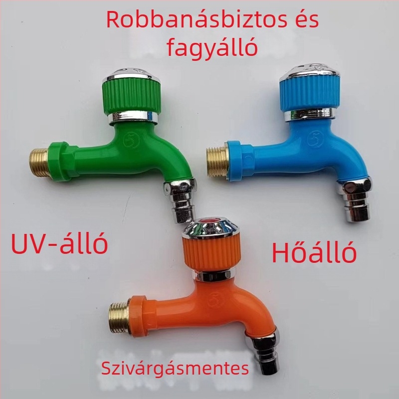 Kültéri antifagyasztó csap kör alakú fogantyúval mosógéphez, antifagyasztó, vastag dizájn, 4 pontos bemenet/kimenet, axiális görgős szelepmő