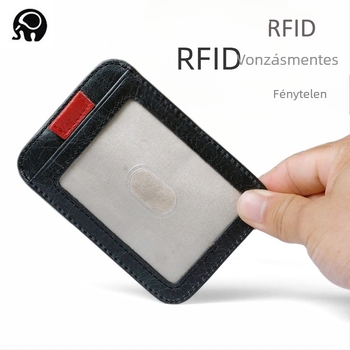 Small Round Elephant Kártyatartó - Valódi marhabőr, Anti-lopás, Uniszex