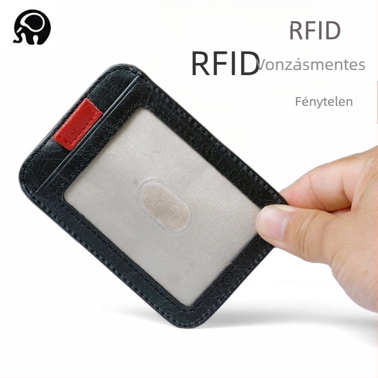Small Round Elephant Kártyatartó - Valódi marhabőr, Anti-lopás, Uniszex