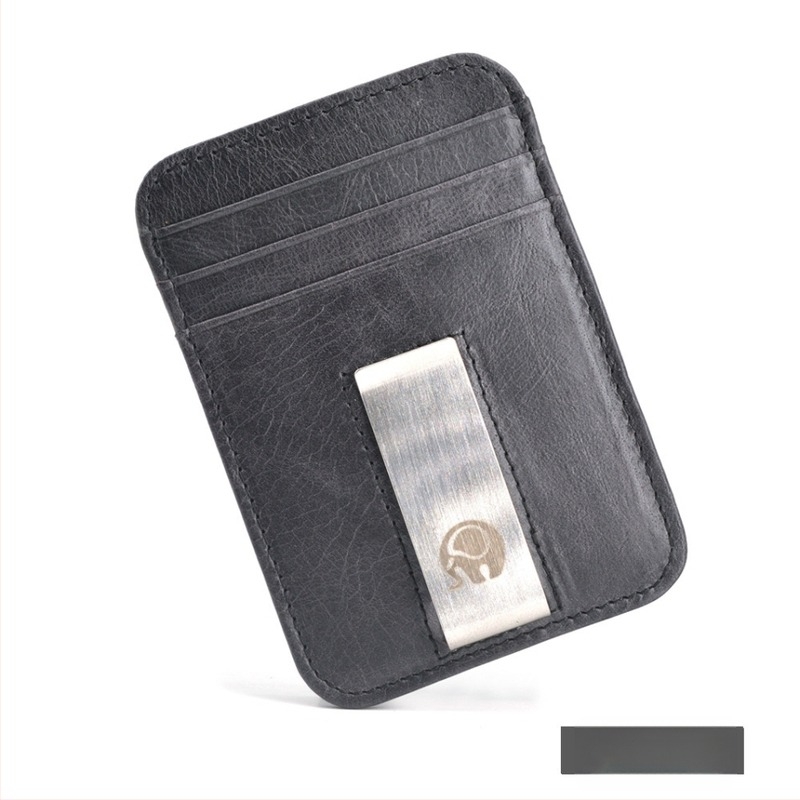 Small Round Elephant Kártyatartó - Valódi marhabőr, Anti-lopás, Uniszex