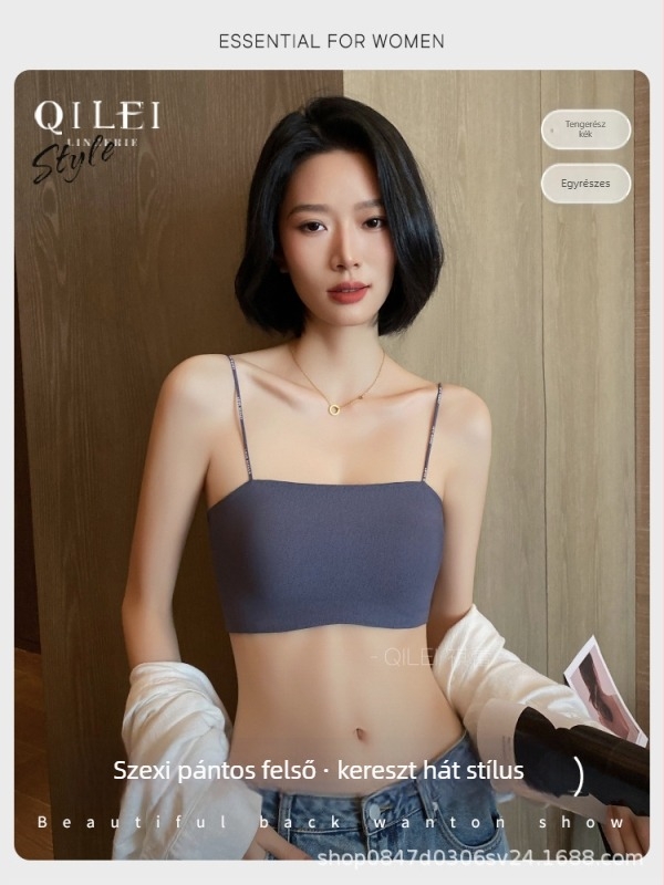 Csőtop melltartó vékony formázott kosár, teljes kosár, acélgyűrű nélkül, fix kettős vállpántok, nejlon anyag