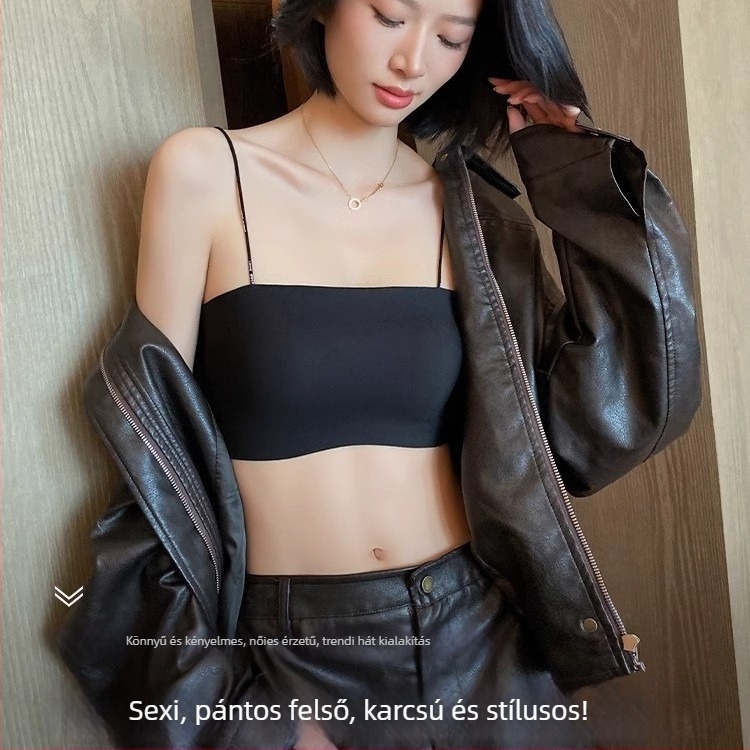 Csőtop melltartó vékony formázott kosár, teljes kosár, acélgyűrű nélkül, fix kettős vállpántok, nejlon anyag