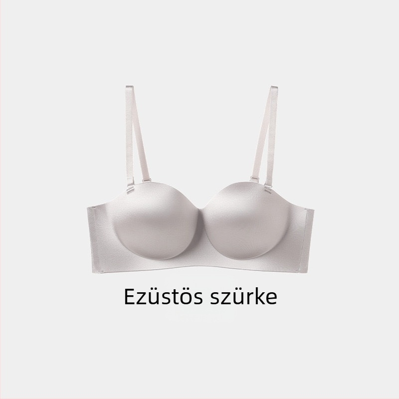 Vezeték nélküli melltartó fényes szatén anyagból, varrás nélküli, oldalsó formázás, vállpánt nélküli, hátoldali négy kampóval záródó, nylon anyag