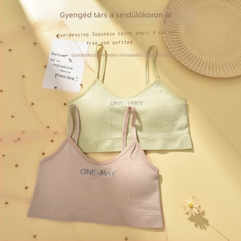 ONE-MAY Pamutból készült, varrat nélküli bandeau top tinédzser lányoknak, wrap dizájn, vállpánt nélkül