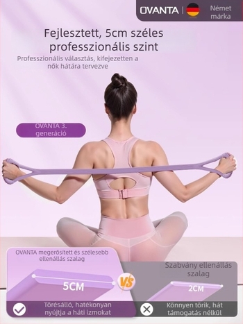 Figure-8 szilikon ellenállás szalag – Ovanda Pull Exerciser, hát edzés, vállnyitó, otthoni jóga elasztikus szalag