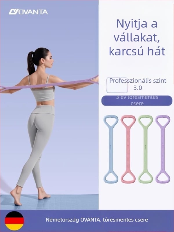 Figure-8 szilikon ellenállás szalag – Ovanda Pull Exerciser, hát edzés, vállnyitó, otthoni jóga elasztikus szalag
