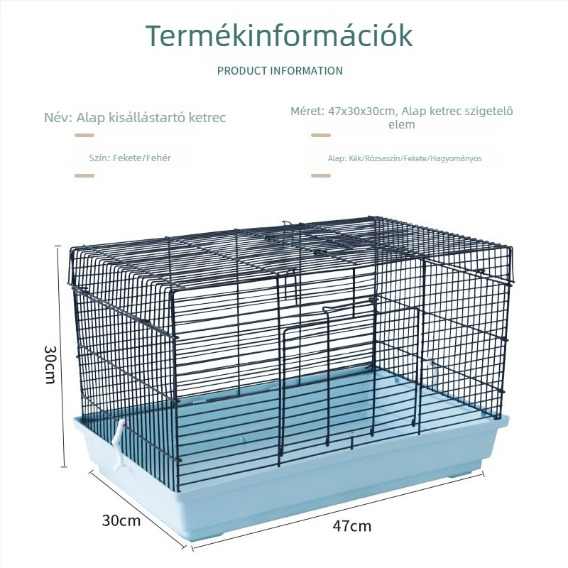 Fém hörcsög ketrec – téglalap alakú, szellőző és légáteresztő, könnyen tisztítható