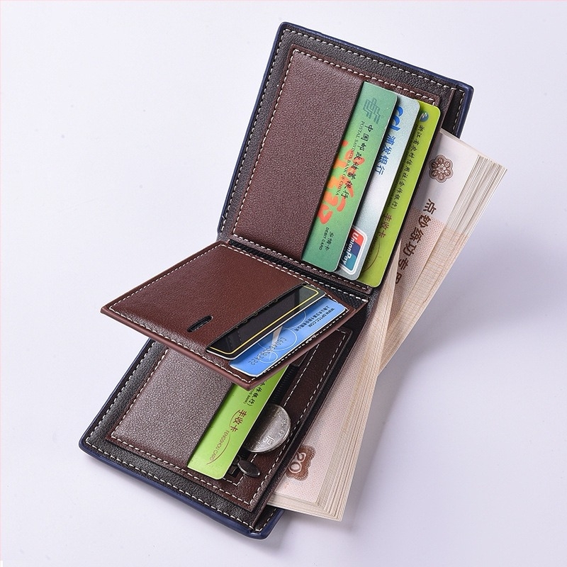 Férfi PU bőr pénztárca, városi stílus, csíkos mintázat (antimagnetikus, bővíthető, belső szintetikus bőrrel, 2025 tavasza)