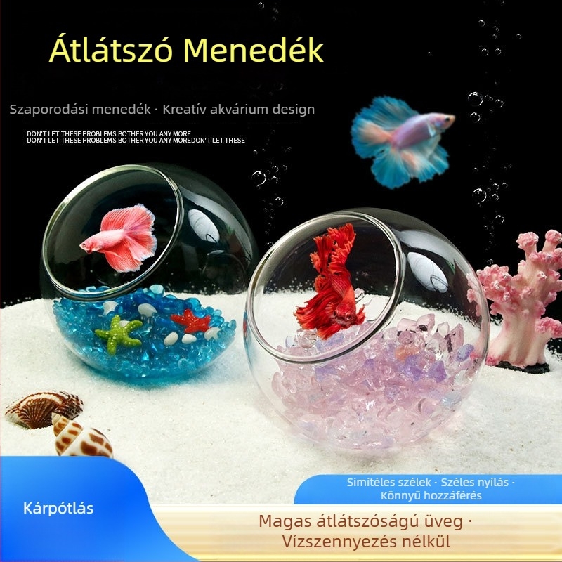Akvarisztikai táj dekorációkészlet — üveg; kerek stílus; megtekintés és rejtőzés funkció; akváriumi kiegészítő