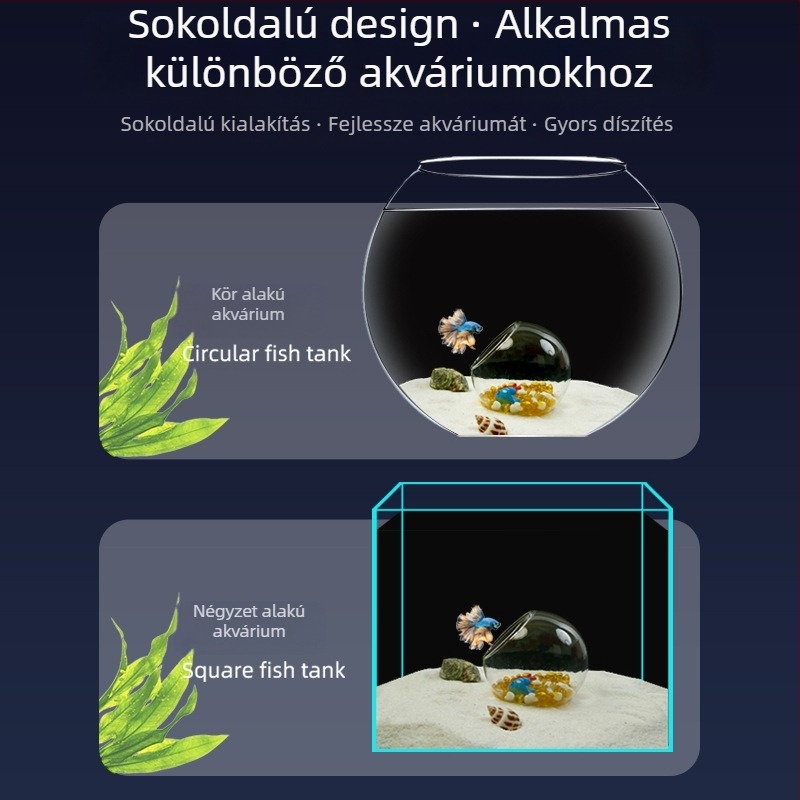 Akvarisztikai táj dekorációkészlet — üveg; kerek stílus; megtekintés és rejtőzés funkció; akváriumi kiegészítő