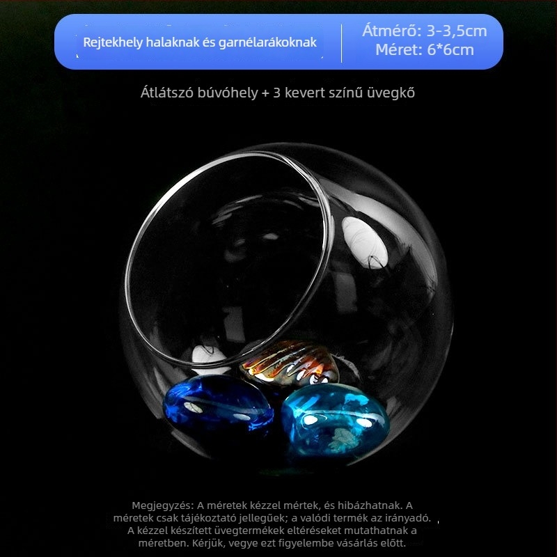 Akvarisztikai táj dekorációkészlet — üveg; kerek stílus; megtekintés és rejtőzés funkció; akváriumi kiegészítő
