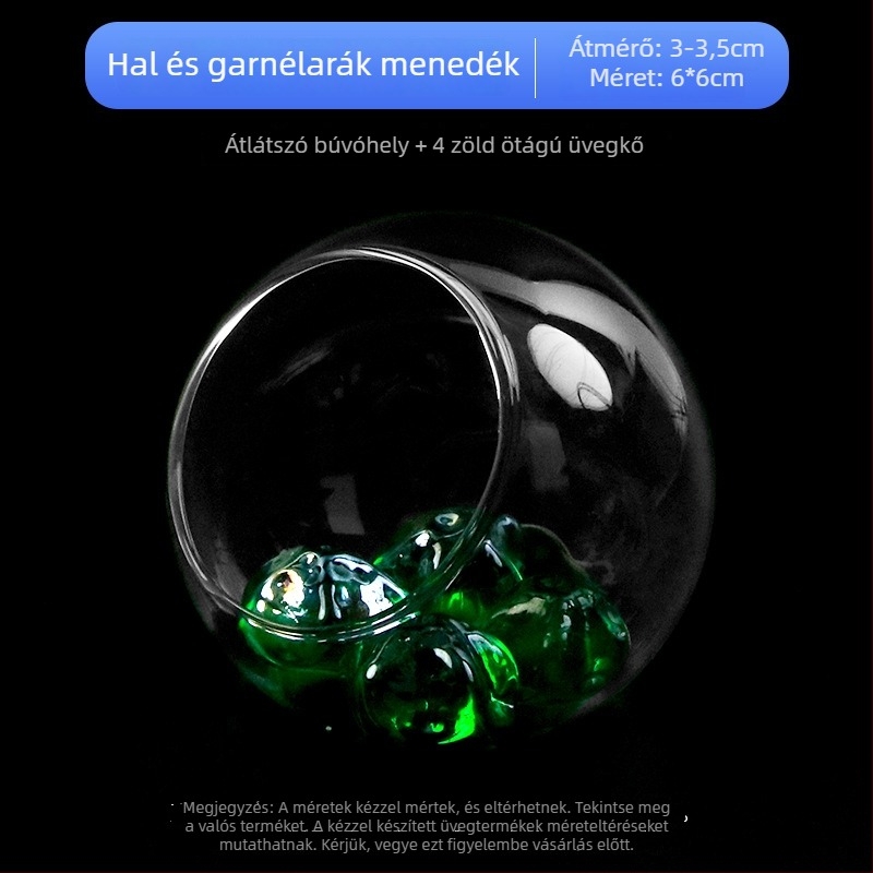Akvarisztikai táj dekorációkészlet — üveg; kerek stílus; megtekintés és rejtőzés funkció; akváriumi kiegészítő
