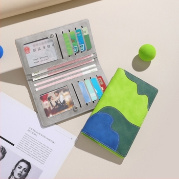 Geometriai mintázatú hosszú PU bőrpénztárca kártyatartóval és aprópénz rekesszel, Koreai stílus