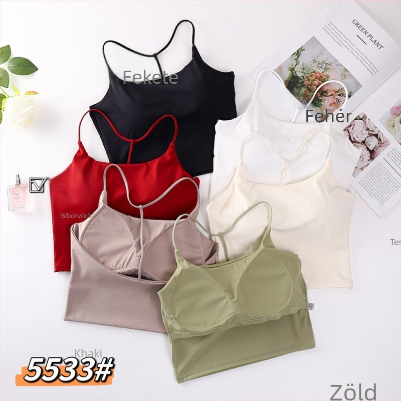 Ice Silk keresztpántos, kivágott hátsó részű, merevítő nélküli, moldált poharakkal, torok köré csomagoló, sokoldalú női top