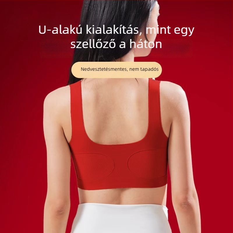 Bandau stílusú sport melltartó, varrat nélküli, nagyobb melleket minimizáló, nylon, vékony formázott kosár