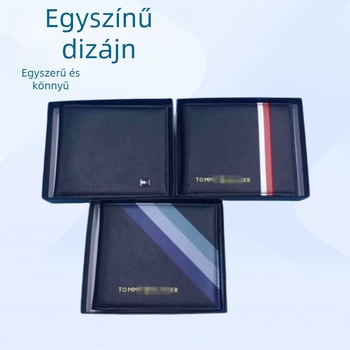 Férfi üzleti PU bőr pénztárca, többrétegű kártyatartóval, vízszintes kialakítás, ultra könnyű, dobozban