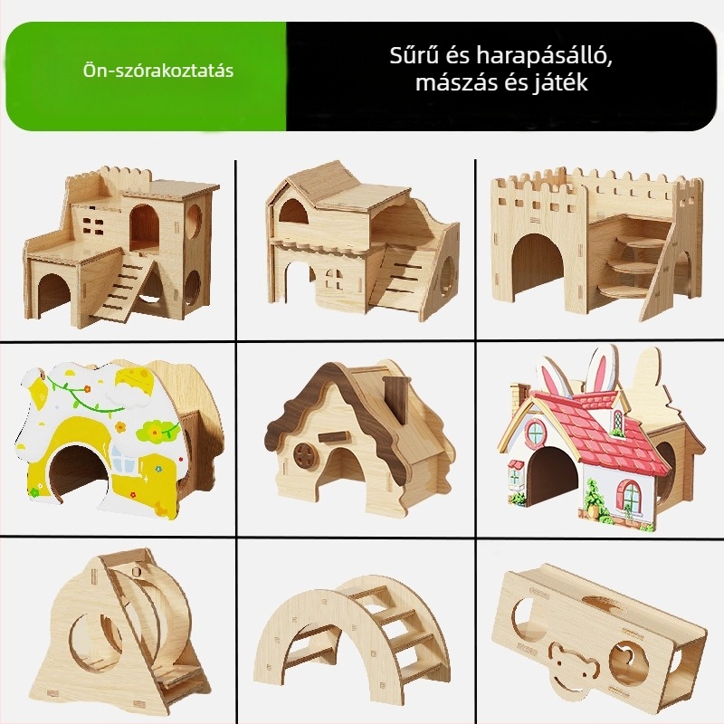 Fából készült hörcsög menedékház • Hörcsögök számára • Anyag: fa • Nem importált