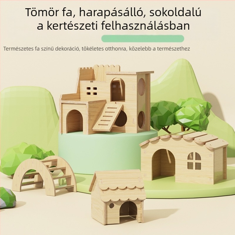 Fából készült hörcsög menedékház • Hörcsögök számára • Anyag: fa • Nem importált