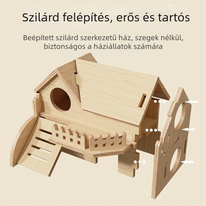 Fából készült hörcsög menedékház • Hörcsögök számára • Anyag: fa • Nem importált