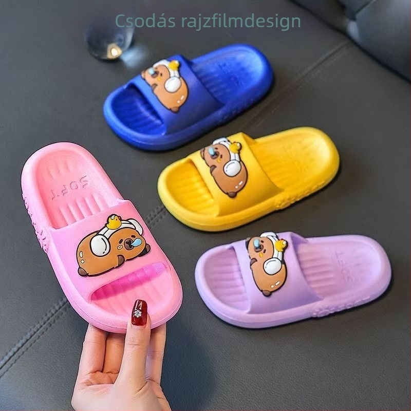 Uniszex cartoon mintás papucs gyerekeknek, 7–16 éveseknek, PVC felső és PVC talp