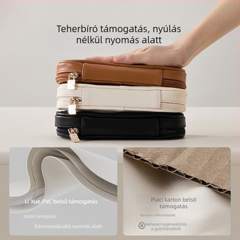 PU anyagú sminkecsettároló táska, hordozható, nőknek, cipzáras zárás, lélegző, mindennapi használatra