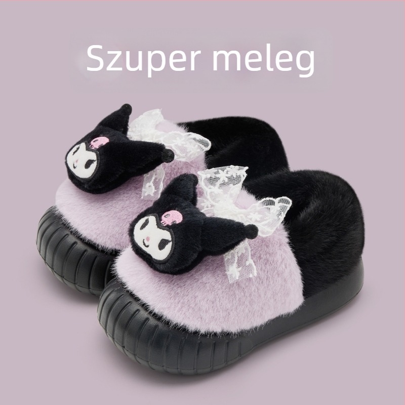 Lidani gyerek pamut papucs, uniszex, rajzfilm minta, felső rész textile, EVA talp, vastagított kivitel, ősz–tél 2025