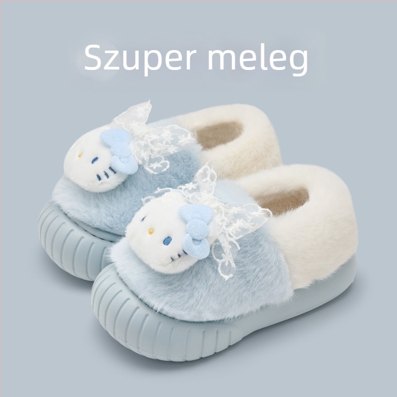 Lidani gyerek pamut papucs, uniszex, rajzfilm minta, felső rész textile, EVA talp, vastagított kivitel, ősz–tél 2025