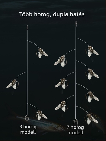 Drótos horogkészlet 16 horoggal, anti-összefonódás, Caddis csali